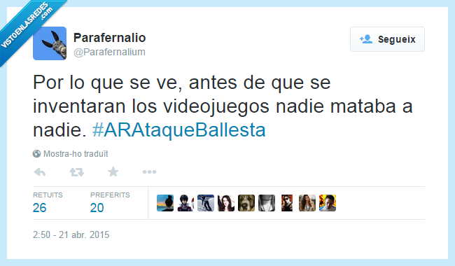 ballesta,ataque ballesta,inventar,antes,videojuego,nadie,mataba,matar,violencia