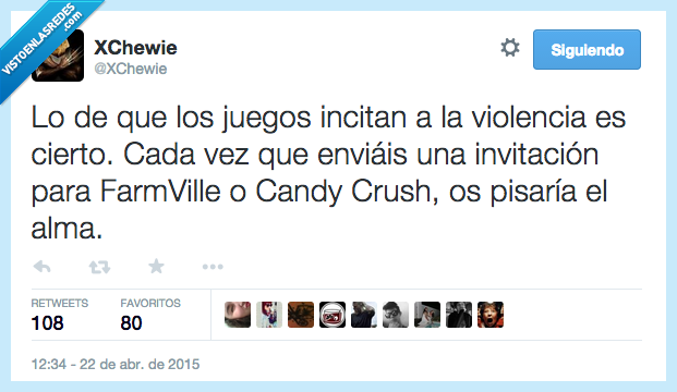 juego,incita,violencia,cierto,invitacion,farmville,candy crush,pisar,alma,matar