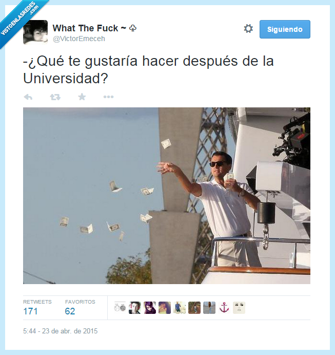 hacer,universidad,tirar,billetes,rico,después,trabajar,Leonardo DiCaprio,El Lobo de Wall Street,make it rain