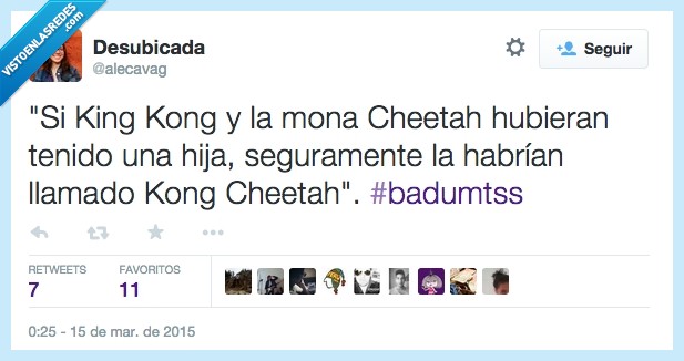 hijos,twitter,humor,king kong,tarzán,risas,cheetah,Chita,hija,Kong Cheetah,Conchita