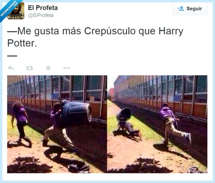 Harry Potter,twilight,J.K. Rowling,Twitter,Humor,tirar,ataque,cubo,contenedor,pelea,gustar,mas,mejor