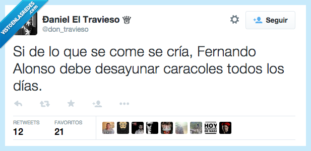 come,cria,Fernando Alonso,caracoles,todos,dias,lento,perder,carrera