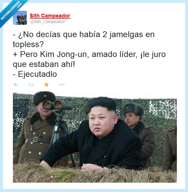 corea,norte,kim jong-un,ejecutar,topless,prismaticos,jamelga,camiseta,ejecutadlo