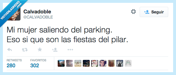 mujer,saliendo,salir,parking,fiesta,pilar,aparcar,imposible,choque,chocar,torpe
