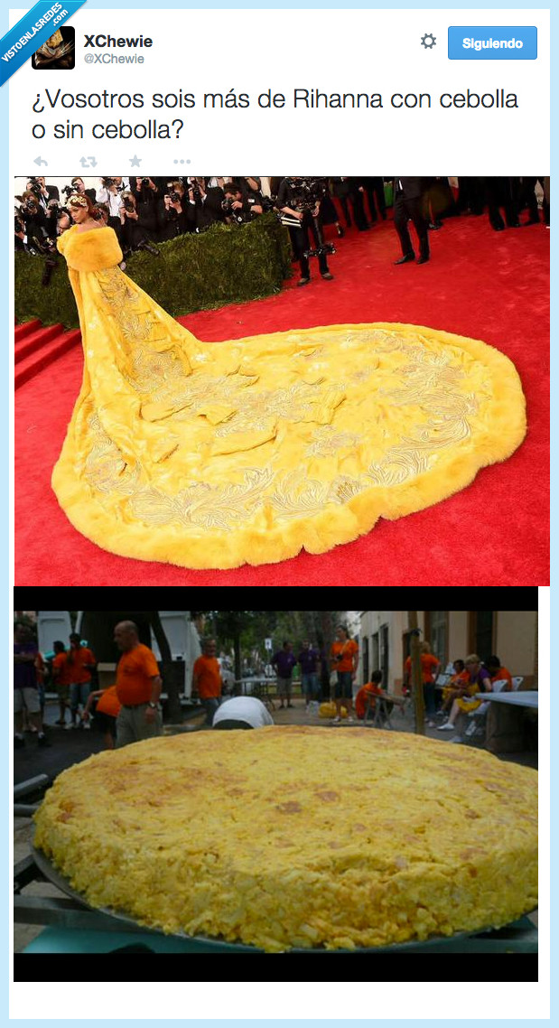 tortilla,patata,cebolla,Rihanna,Gala,Met,vestido,amarillo