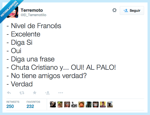 nivel,frances,excelente,oui,uy,Cristiano,chutar,palo,amigo,verdad