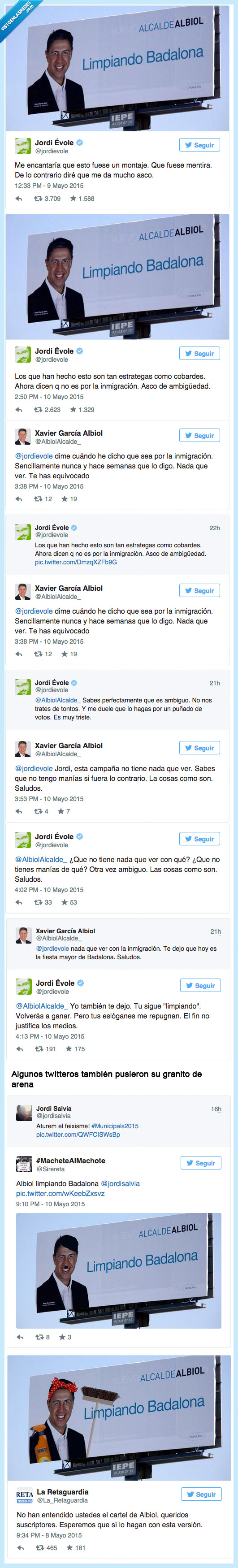 racismo,limpiando,inmigrante,badalona,alcalde,cartel,limpiar