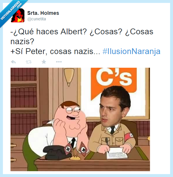 ciudadanos,albert rivera,naranja,política,españa,twitter,foto,nazi,Padre de Familia,Peter Griffin