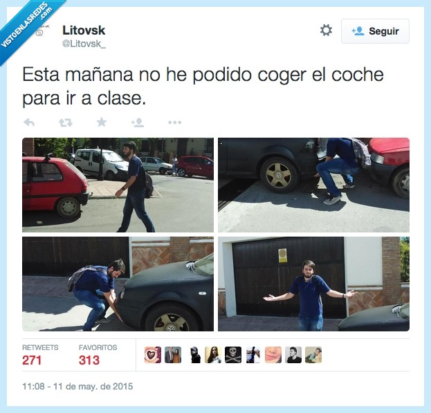 mañana,podido,coger,coche,ir,clase