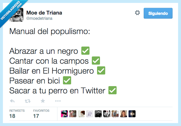 manual,populismo,pp,partido popular,Esperanza Aguirre,abrazar,negro,cantar,campos,hormiguero,pasear,bici,Rajoy,sacar,perro,twitter,pecas