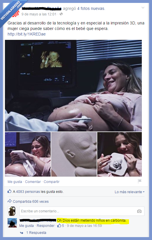 star wars,carbonita,noticias,niño,bebe,feto,Han solo,madre,ciega,ecografia,impreso,impresion