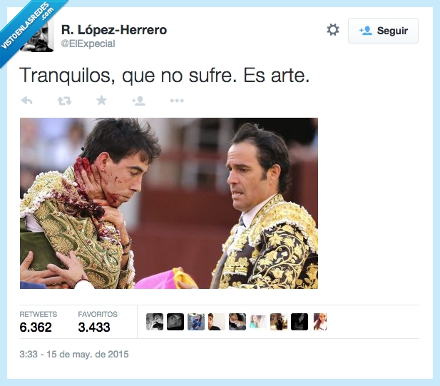 tranquilo,sufre,sufrir,arte,toro,garganta,sangre,dolor,miedo,torero