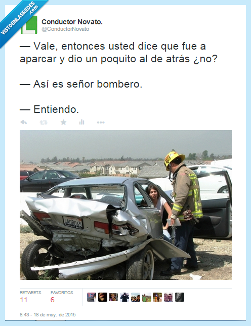 aparcar,bombero,golpe,destrozar,accidente,coche,detras,tocar,poquito,dar,atras