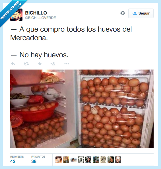 comprar,a que compro,todos,huevos,Mercadona,no hay huevos,nevera,llena