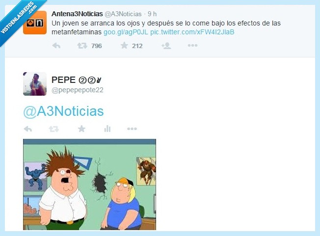 Peter Griffin,Padre de familia,cristal,metanfetaminas,droga,ojo,sacar,comer