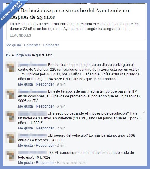 rita barbera,caloret,aparcamiento,lancia delta,23 años,cuánto tendría que pagar