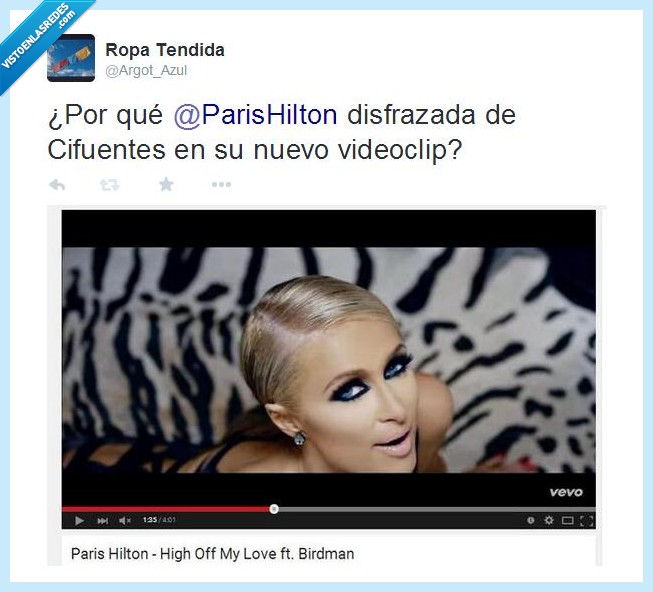 Cifuentes,Paris Hilton,disfraz,videoclip