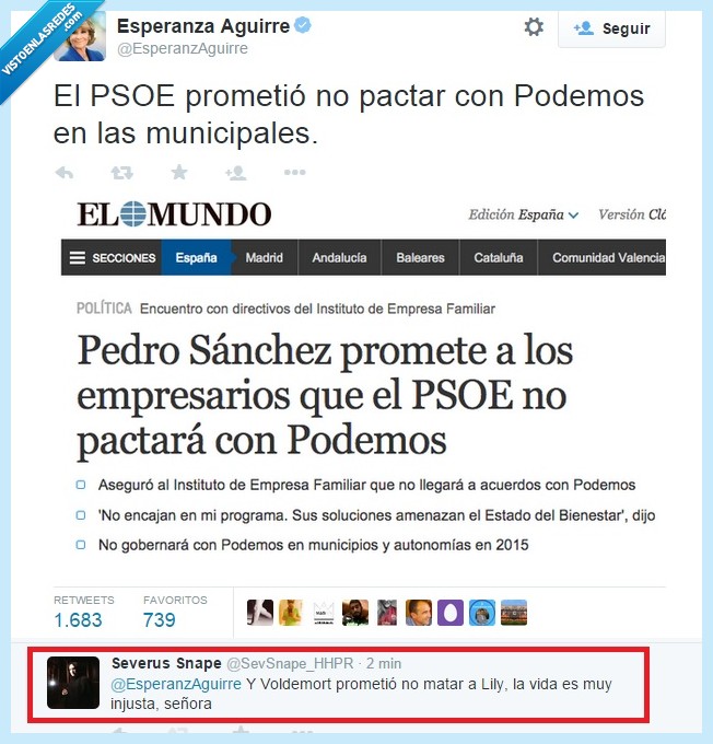 Esperanza,PSOE,Voldemort,Lily,Snape,prometer,promitio,podemos,pacto,pactar,matar,promesa