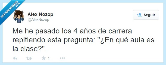 dónde es la clase?,perdido,universidad,carrera,aula,donde