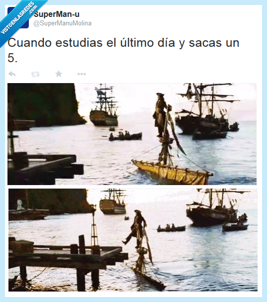 piratas del caribe,jack sparrow,exámenes,estudiar,último día,aprobar,5