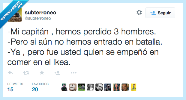 capitan,perdido,perder,hombre,batalla,guerra,Ikea,comer,dificil