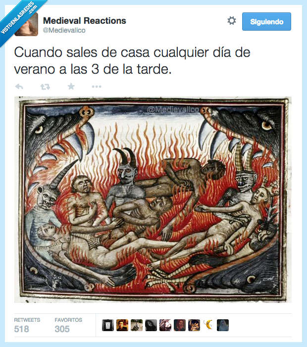cuando,sales,salir,casa,cualquier,dia,verano,tres,3,tarde,mediodia,fuego,calor,terrible,demonio,ilustracion,cuadro,medieval