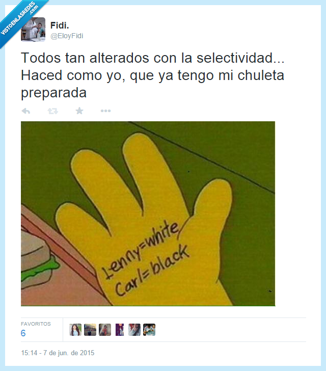 selectividad,chuleta,los simpson,lenny blanco,carl negro,igual si dejo internet y me pongo a estudiar apruebo