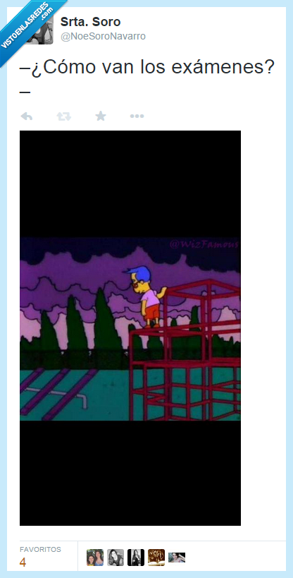 examenes,fail,suicidio,universidad,pau,bachiller,carrera,estudio,estudiar,milhouse,triste,simpson