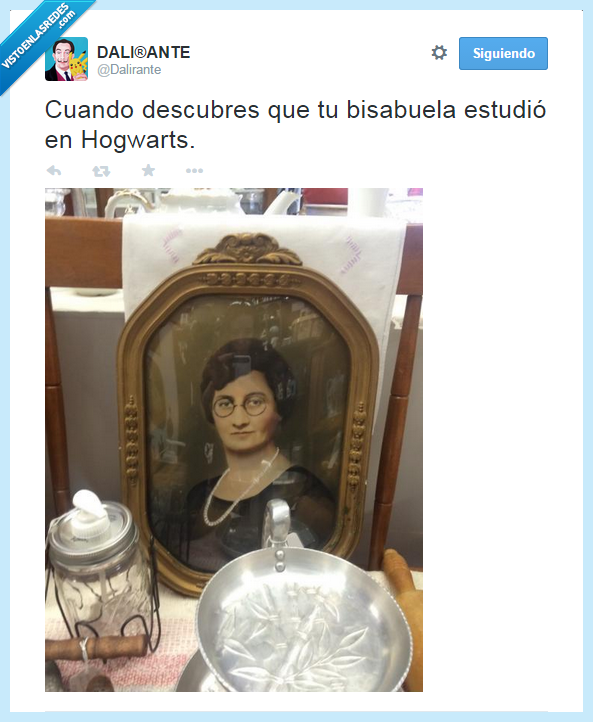 dalirante,twitter,harry potter,hogwarts,gafas,foto,retrato,abuela,bisabuela