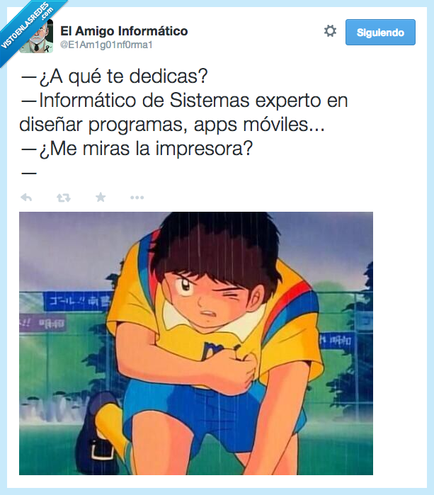 dedicas,informatico,sistemas,experto,programa,diseñar,app,movil,mirar,impresora,corazon,dolor,golpe,oliver y benji,supercampeones