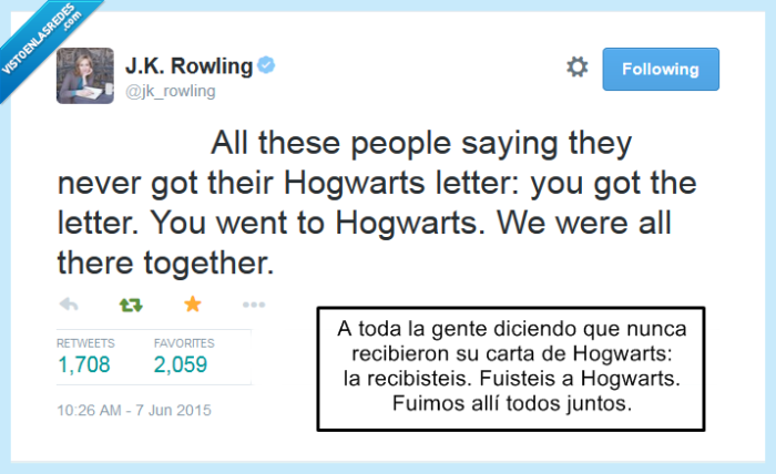 jk rowling,harry potter,hogwarts,carta,la mía llegó,soy bruja