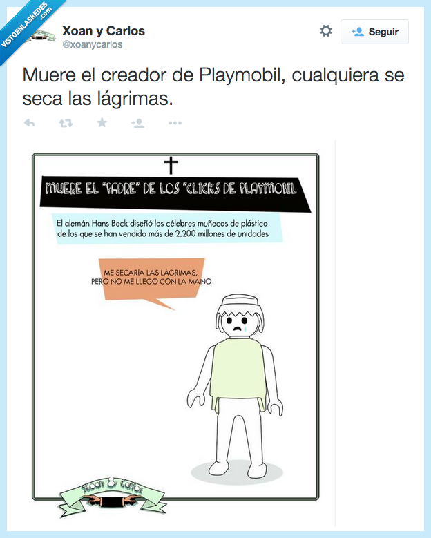 Hans Beck,diseñador,Playmobil,clicks,muerte,dep,rip,adios,lagrimas,mano,secar