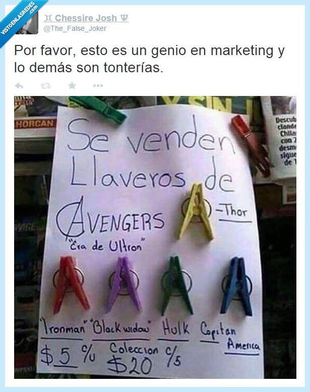 Vengadores,vendedor,ni idea,pinza,ropa,avengers,ultron