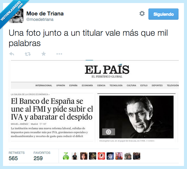 foto,titular,banco,España. política,Cristopher lee,crisis,vampiro,dracula,chupasangre,FMI