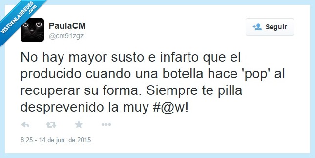 infarto,pop,botella,plástico,test de riesgo,si sobrevives tienes un gran corazon,desprevenido,miedo,luego vas con miedo al dejar la botella