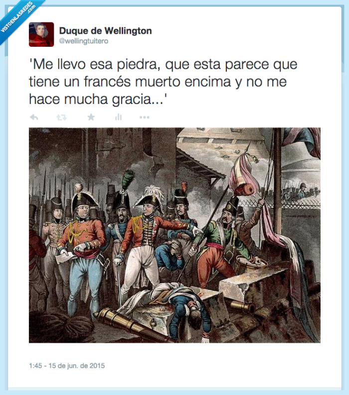 comprando piedras,Waterloo,francés muerto,Wellington,señalar,muerto,cadaver,gracia