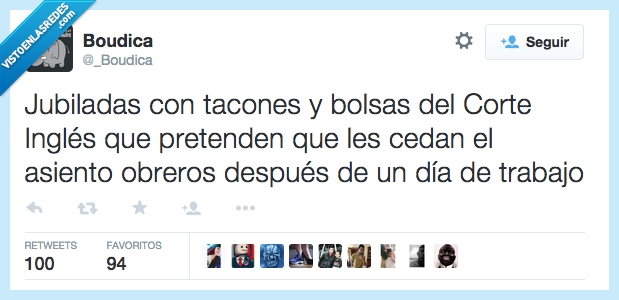 jubilada,tacones,tacon,zapatos,bolsa,El corte ingles,pretende,pretender,pretenden,cedan,ceder,dejar,asiento,obrero,trabajo,trabajador,dia,despues,cansado,descansada,transporte,publico,metro,bus,tren