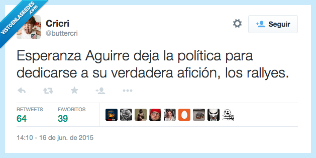 Esperanza Aguirre,dejar,política,dedicarse,hobbie,rallyes