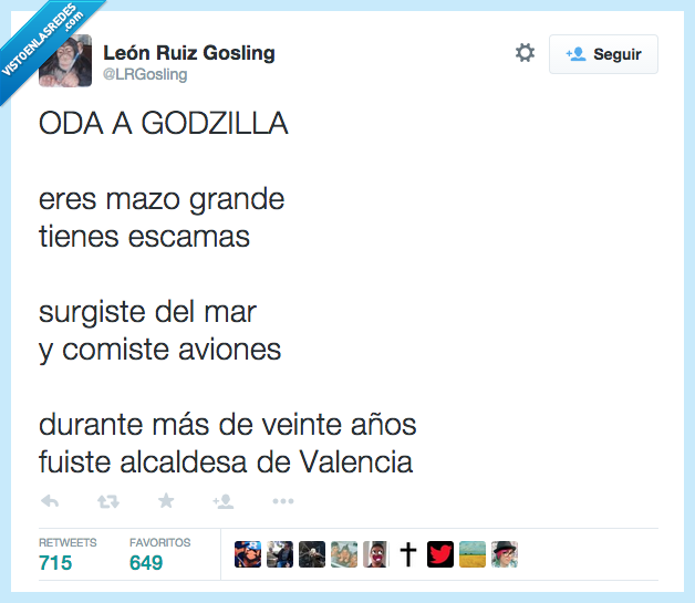 oda,Godzilla,Rita Barbera,final inesperado,mazo grande,poema,escamas,alcaldesa,Valencia