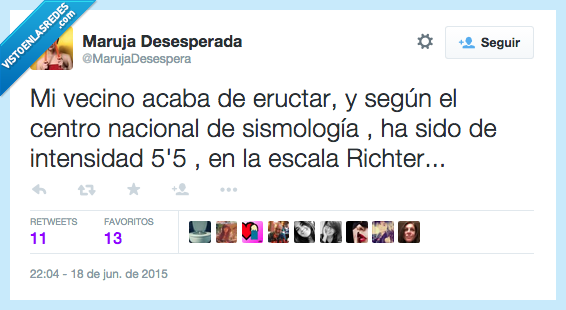 vecino,eructar,centro nacional sismología,terremoto,intensidad,Richter