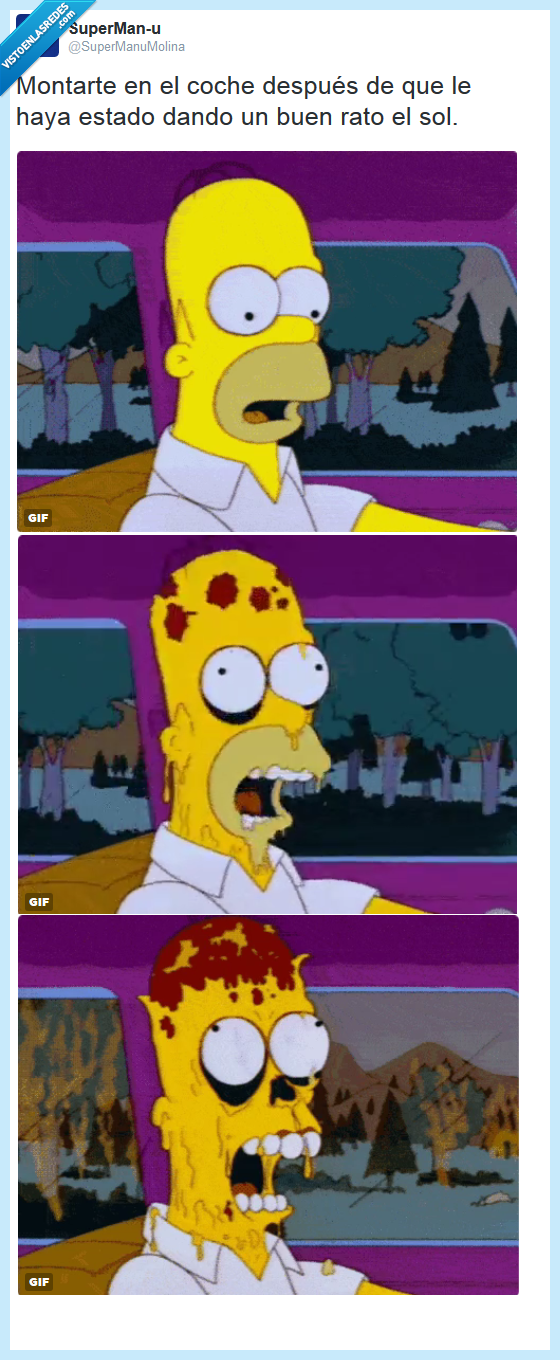 los simpson,homer,calor,coche,derretirse,verano,infierno