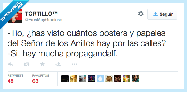 Tío,has visto,ver,cuántos,posters,papeles,Señor de los Anillos,hay,calles,sí,mucha,propaganda,Gandalf