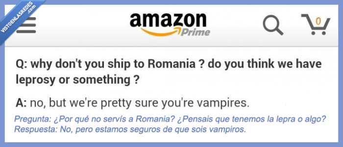 Amazon,Romania,Vampiros,preguntas,servir,preguntar,envio,shipping,Rumania