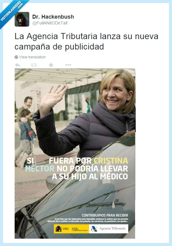 cristina,monarquía,rey,agencia tributaria,llevar,medico,impuesto