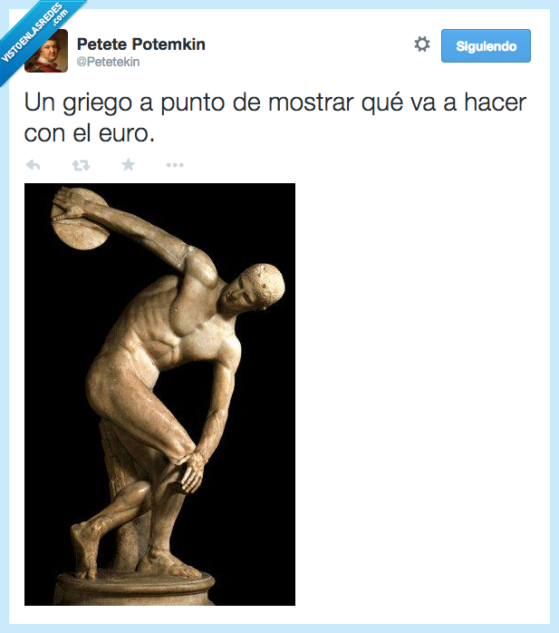 Discobolo,Miro,disco,euro,griego,tirar,moneda,lejos,economía,política