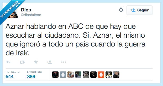 Aznar,ABC,periodico,escuchar,ciudadano,ignorar,ignoro,todo,pais,guerra,Irak,presidente,partido popular