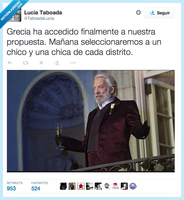 Grecia,Los Juegos del Hambre,distrito,elegir,chico,chica,propuesta,política