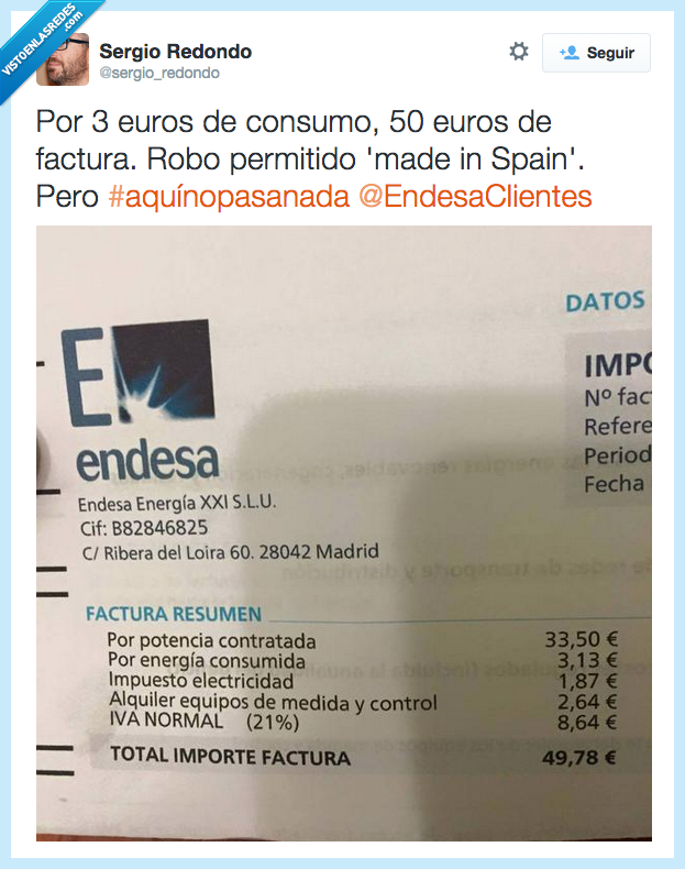 Endesa,consumo,factura,potencia,contratada,consumida,alquiler,vergüenza,electricidad,energia