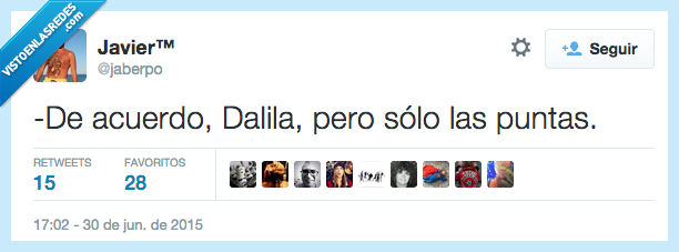 de acuerdo,Dalila,solo,las puntas,Sansón,melena,cortar el pelo,peluqueras,nunca hacen caso