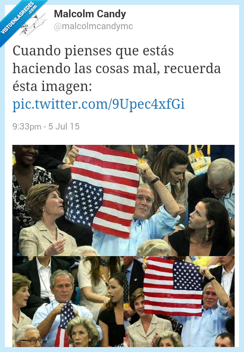 haciendo,hacer,cosas,mal,George Bush,presidente,EEUU,Estados Unidos,bandera,girada,reves